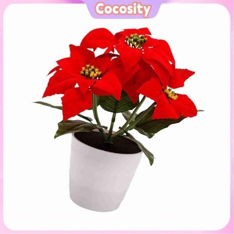 Cocosity Bonsaï LED Lampe de Table LED Poinsettia Artificielle pour Décoration de Bureau, Maison, Plante Florale deco murale (1/5)