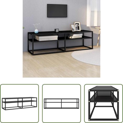 vidaXL Meuble de salon -  Meuble TV Noir 140x40x40,5 cm Verre trempé (1/5)