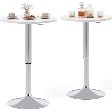 COSTWAY Table de Bar Ronde Hauteur Réglable 67,5-91,5 cm, 60 x 60 cm, 2 (1/5)