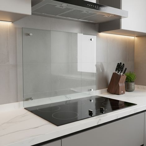 Panel trasero para cocina Cubierta de protección Placa contra salpicadura 120x50CM Vidrio transparente Cocina Protección de pared 6mm ESG
