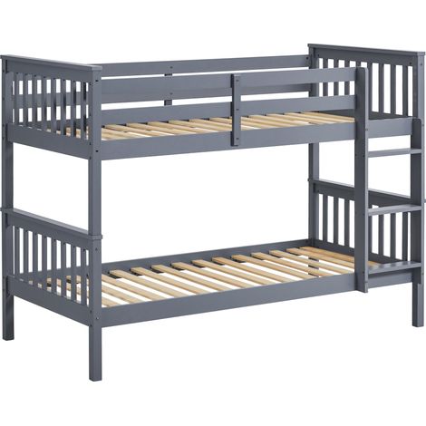 Milan 3ft Single Wood Detachable Bunk Bed, 90 x 190 cm, Grey
