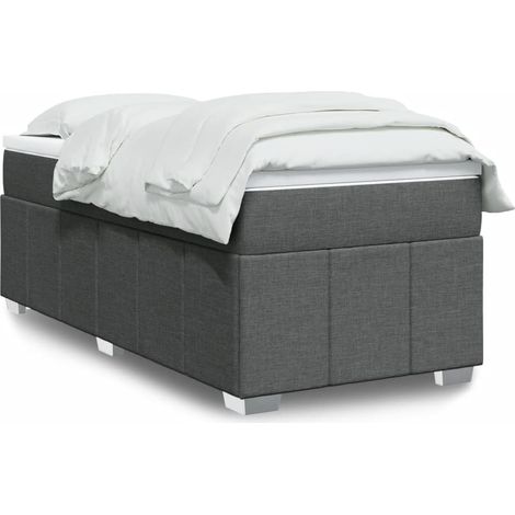 Boxspringbett mit Matratze Dunkelgrau 90x200 cm Stoff