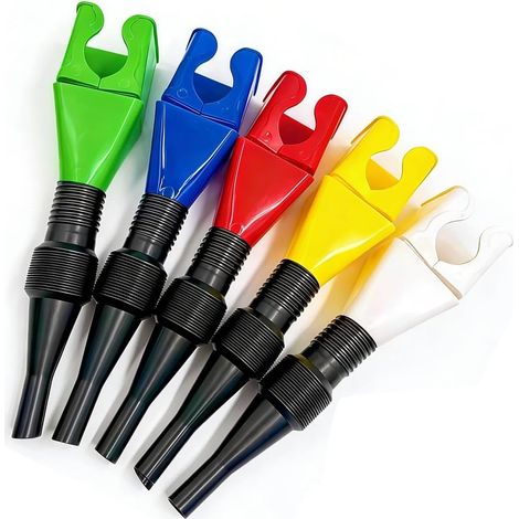 Lot De 5 Entonnoirs À Carburant Entonnoir Pliable Avec Tube Souple Et Fermeture À Clip, Sans Tenue En Main, Pour Moto, Voiture, Huile, Liquide Lave-Glace (Blanc, Jaune, Bleu, Rouge, Vert (1/5)