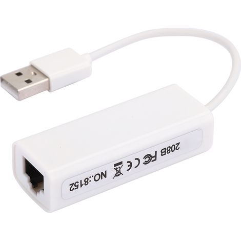 Adaptateur Ethernet USB 2.0 RJ45 Blanc ABS Puce RTL8152B Carte réseau externe pour ordinateur (1/5)