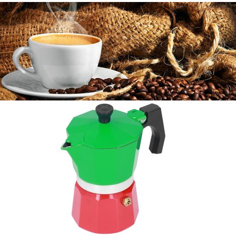 Dreifarbige Kaffeemaschine, dicke achteckige italienische Mokkakanne, manuelle Filterkaffeemaschine im europäischen Stil, 6 Tassen (1/5)