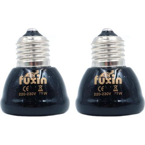 2 Ampoule Infrarouge,Céramique,E27,50W,Noir,45x55mm,Lézard Reptile (1/5)
