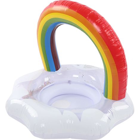 Aufblasbarer Regenbogen-Babyschwimmer mit integriertem Sicherheitssitz (1/5)