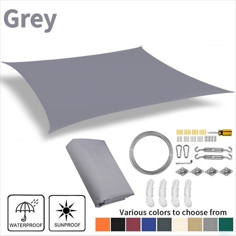 (Gris, accessoires d'installation inclus, 200 x 300 cm) Voile d'ombrage imperméable, résistante aux UV, adaptée aux pergolas de jardin de cour. (1/5)