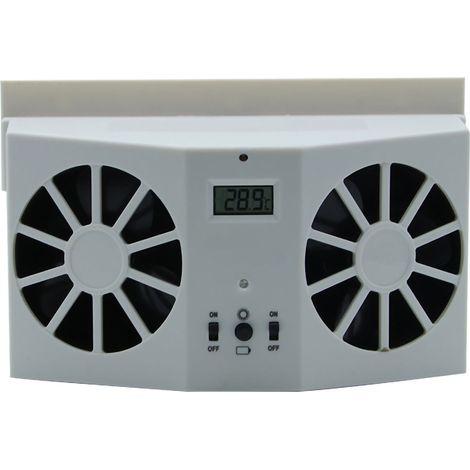 Solarbetriebener Auto-Abluftventilator, tragbarer, energiesparender Doppelkopf-Elektroventilator für Automobile (Weiß)