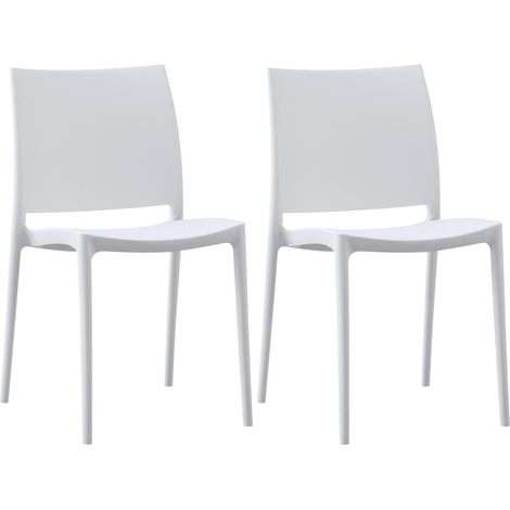 Lot de 2 chaises empilable design en plastique couleur blanc résistant aux UV – jardin terrasse et intérieur 100007915 (1/5)