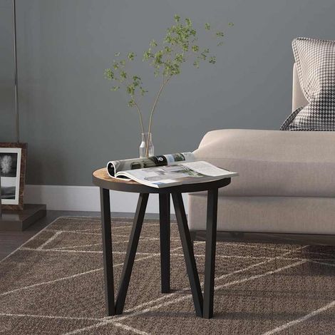 331665 vidaXL Tea Table Black and Yellow 脴35 cm MDF (1/5)