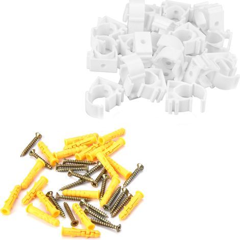 20 pièces colliers de fixation pour tuyaux PPR 16/20/25/32 mm avec vis - Support pour conduites d'eau et de gaz (diamètre 16 mm) (1/5)