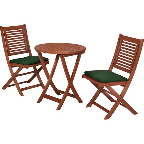 Cordoba Set 5tlg Eucalyptus Klapptisch, 70 x 70 cm