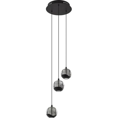 [GEBRAUCHT] B-Ware Lucande Pendelleuchte Hängelampe Led Hayley Schwarz Glas 3 Flammig 3000 K 15 W