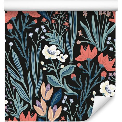 Papel pintado de flores y prados para salón y dormitorio, 50x1000 cm. (1/5)
