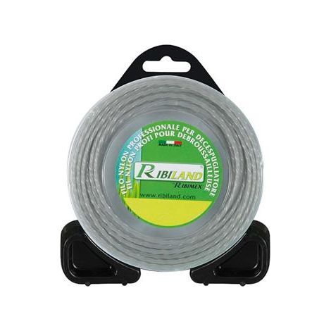 Ribiland – Fil carré torsadé nylon haute densité 2.4 mm x 15 m – Résistance à l'abrasion – Coupe nette et silencieuse pour débroussailleuse (1/4)