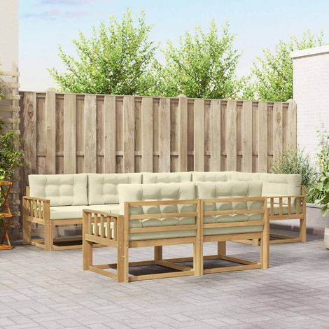 vidaXL Outdoor-Sofagarnitur mit Kissen 6 pcs Weiß und Creme Polyester (1/5)