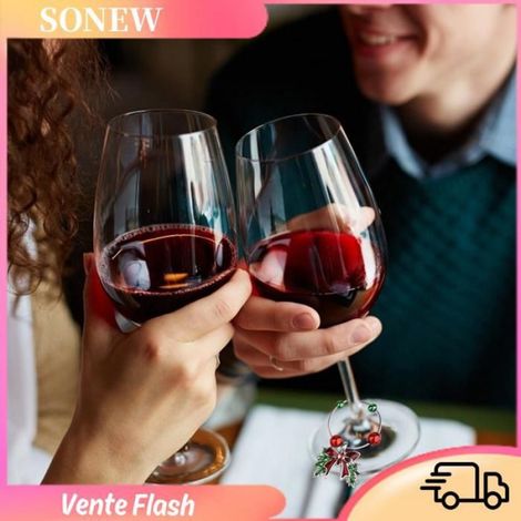 Marqueur De Verre À Vin - Alliage De Zinc - Thème Noël - Pour Fêtes Familiales Et Réceptions - Lot De 12 (1/5)