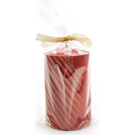 Candela decorativa pillar in cera colore rosso per decorazioni natalizie -11 cm