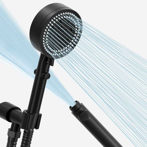 Pommeau de douche à main haute pression 3 modes avec interrupteur pause,pulvérisateur à main de 11,4 cm avec tuyau de 1.5m / support de montage réglable, un bouton pour haute économie d'eau (1/5)