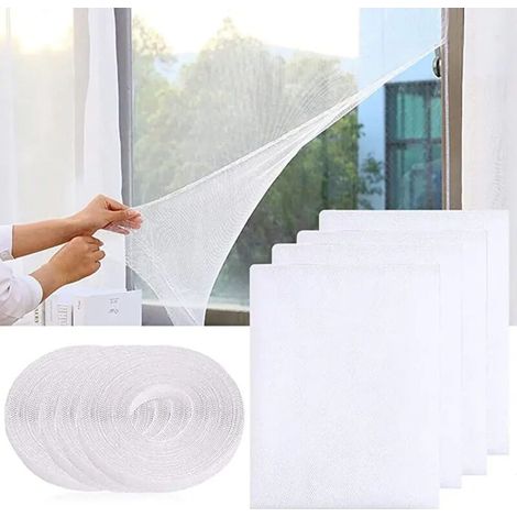 Set mit vier Moskitonetzen für Fenster – 130 x 150 cm, mit Klettverschluss, Insektenschutz, einfach zu montieren & wiederverwendbar