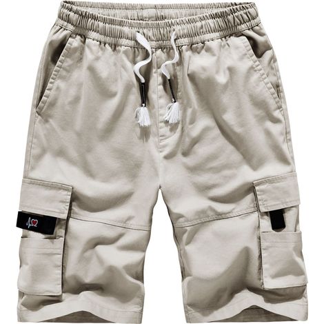 1 short cargo homme, taille élastique, coupe décontractée, coton, pour loisirs et travail (1/5)