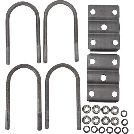 Kit de boulons en U pour remorque, boulons en acier roulé robustes avec plaque pour ressort à lames à axe rond de 5 200 à 7 000 lb de 3 pouces (1/5)