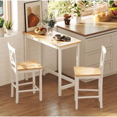 Tavolo alto da bar effetto rovere 108 x 48 x 91 cm bianco e legno (1/5)