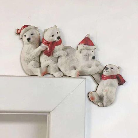 Dekorative Weihnachtstürdekoration aus Holz mit Weihnachtsmann und Rentier für Zuhause (1/3)