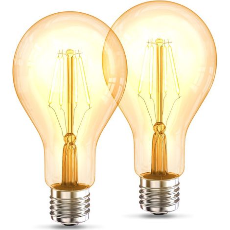 2 ampoules LED Edison Vintage A75 I E27, 4W, blanc chaud 2200K, intensité lumineuse 320lm, ampoule rétro à filament