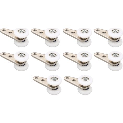 Lot de dix unités, diamètre 23 mm, longueur totale 49 mm, poulie de suspension en nylon blanc. (1/5)