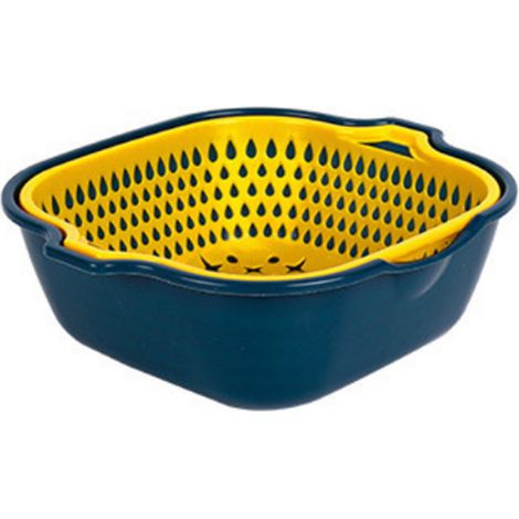 Panier de lavage de légumes et de fruits 2 en 1, multifonctionnel, grande capacité, facile à nettoyer, bol et passoire pour la cuisine (1/5)