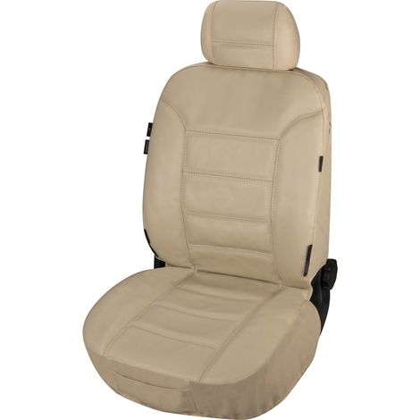 Walser – Housse de siège avant en cuir véritable beige – Système CLIX III pour airbag latéral – Facile à nettoyer et protège contre salissures