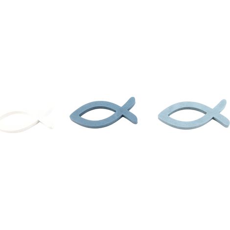 Ensemble de 9 poissons décoratifs en bois (3 tailles disponibles) pour baptême, communion et mariage (garçon/fille). (1/5)