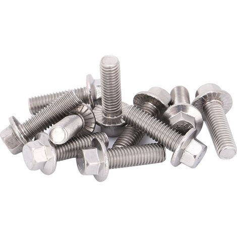 10 pièces Vis à tête hexagonale à embase M8 en acier inoxydable SS304 avec rondelle (1/5)