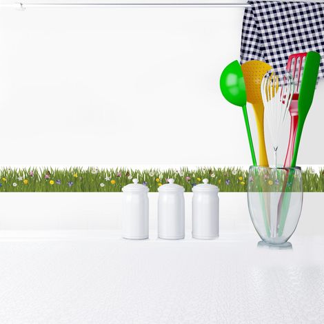 Frise adhésive décorative Campagne herbes hautes, fleurs et papillons - Autocollante 5 cm X 300 cm (1/2)