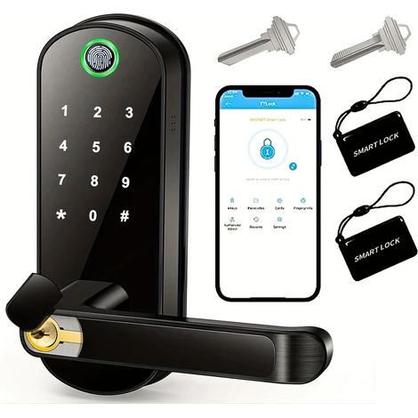 AUTRUCKER Smart Lock, Keyless Entry Door Lock Keypad, Touch and Fingerprint Keypad, Black Door Lock (1/5)