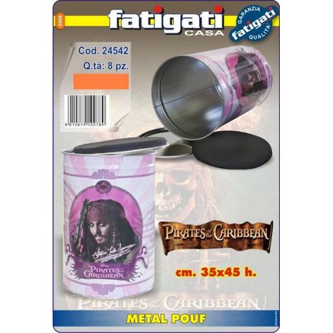 Contenitore Pouf in metallo pirati dei caraibi 35 x 45 cm fatigati