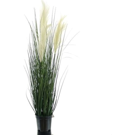 GASPER Pampasgras Weiß im schwarzen Topf 76 cm - Kunstpflanzen (1/2)