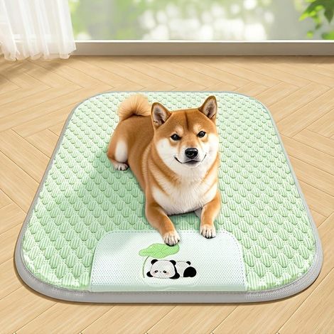 Alfombrilla refrescante para mascotas, verde, alfombrilla refrescante de verano, tejido texturizado con perlas de hielo, apta para gatos y perros, 60x50cm (1/5)