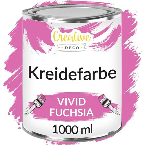 Creative Deco Kreidefarbe Fuchsia 1L Matt und Abwaschbar für Holzmöbel