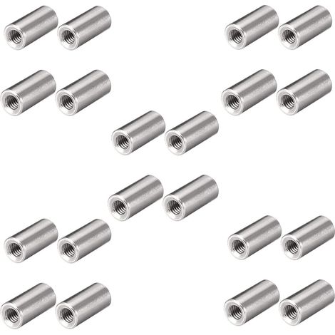 Lot de 20 raccords d'écrous M4 6 x 10 mm en acier inoxydable 304 - Écrous longs ronds - Filetage intérieur - Écrou rond profond (1/5)