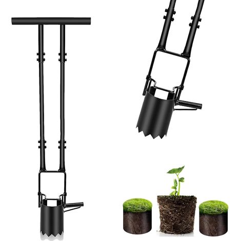 Outil de plantation de bulbes avec support et bord en dents de scie, aide à la plantation profonde, bouchon de soude robuste pour tulipes, iris, poignée longue jonquille, fond dentelé