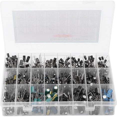 630 pièces Kit de condensateur électrolytique en aluminium boîte d'assortiment 24 valeurs 0,1uF-1000uF pour le bricolage (1/5)