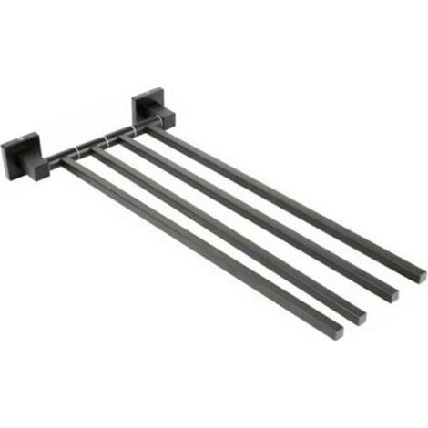 PORTE-SERVIETTES 4 BARRES SUPPORT MURAL SALLE DE BAIN NOIR HOME ROD 02123 (1/2)
