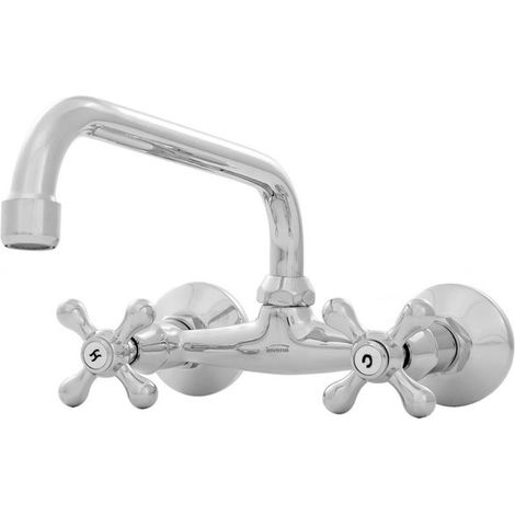 Invena Eleganter Chrom-Wasserhahn mit Keramik-Kreuzgriffen (1/3)