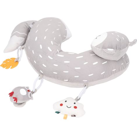 Coussin d'éveil pour bébé avec hochet, jouet sensoriel pour ramper, apaise les gencives, coussin de soutien pour la tête de bébé, coussin de sommeil de type B. (1/5)