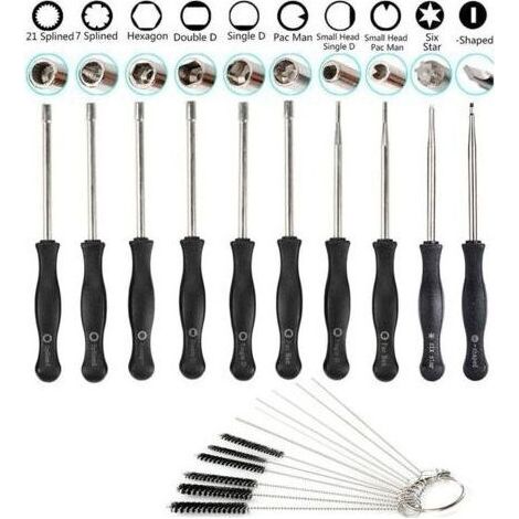 Kit de clé de réglage de carburateur Débroussailleuse et tronçonneuse,lot de 10 Outil de réglage de carburateur avec brosse de nettoyage Aiguille de carburateur (1/5)