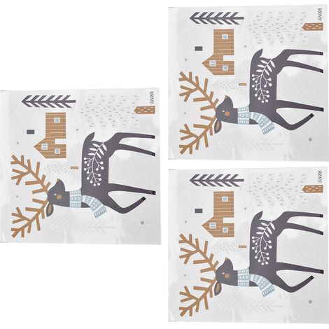 Lot de 3 autocollants muraux en PVC, motif cerf de Noël simple, pour la maison, un restaurant ou un magasin. (1/5)