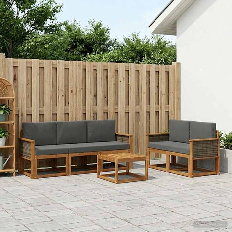 vidaXL Outdoor-Sofagarnitur mit Kissen 6 pcs Natur und Anthrazit (1/5)